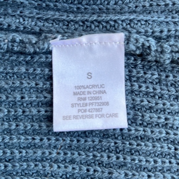 Pink Rose Slate Blue Braided Back Cardigan Sweater Size S - Picture 8 of 9